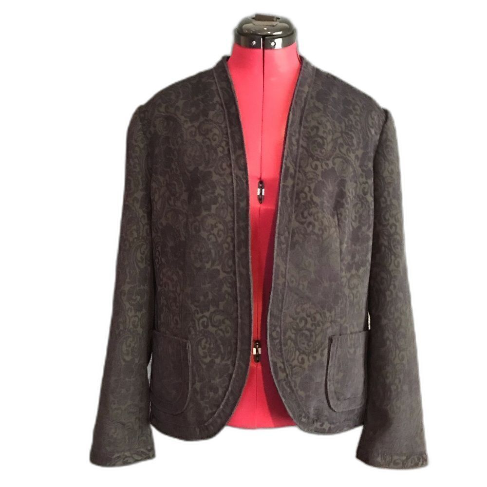Coldwater Creek Midnight Blue Floral Textured Blazer Women's Size Medium (10-12)